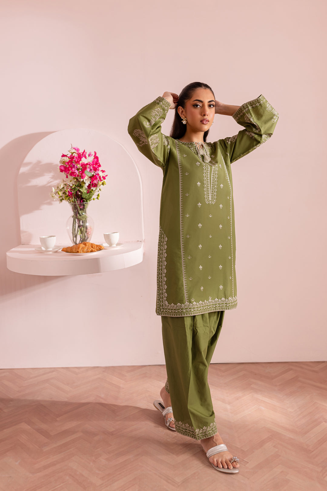 Grass Pearl 2Pc - Embroidered Lawn Dress