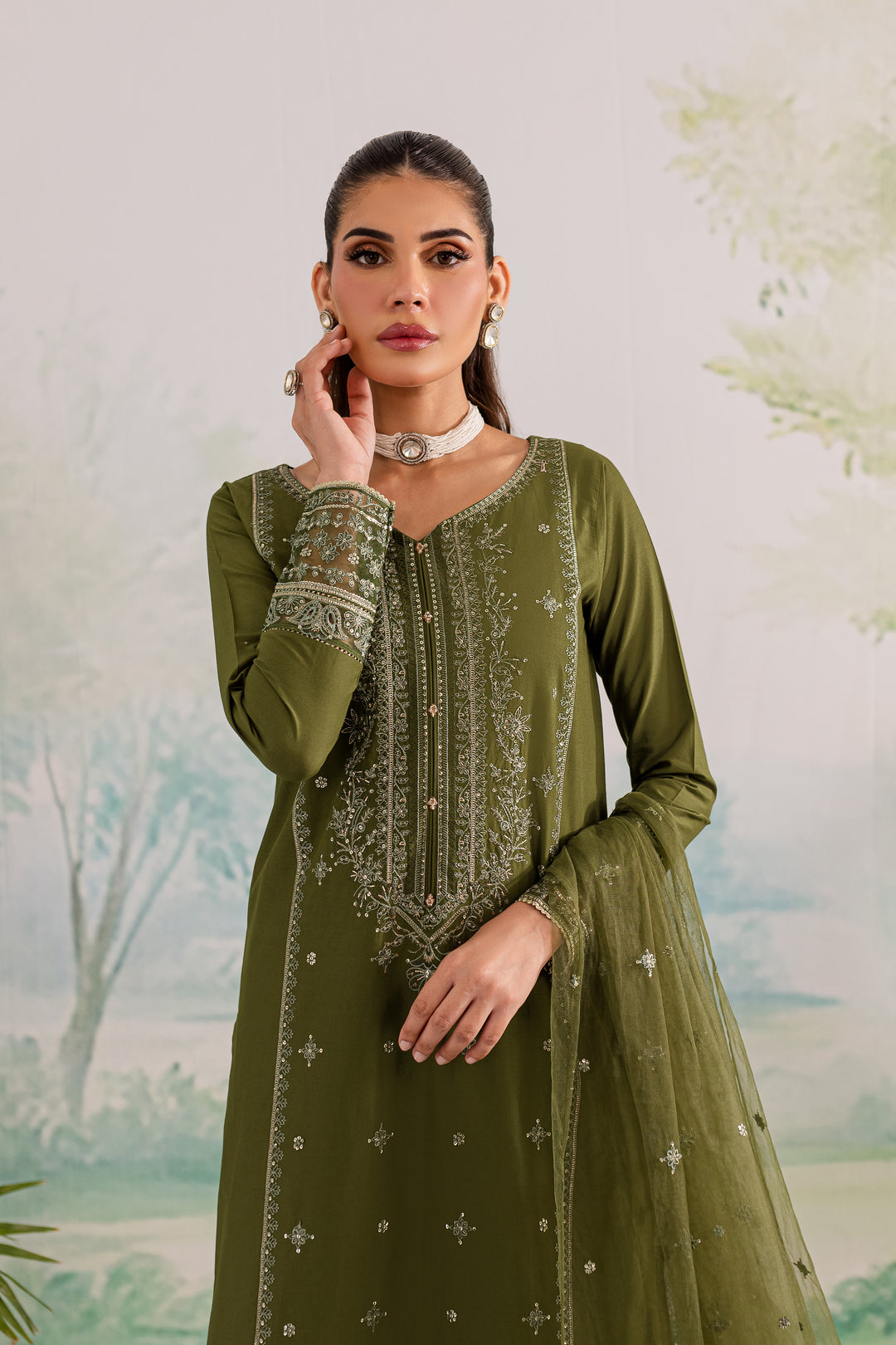 Key Lime 3Pc - Embroidered Lawn Dress