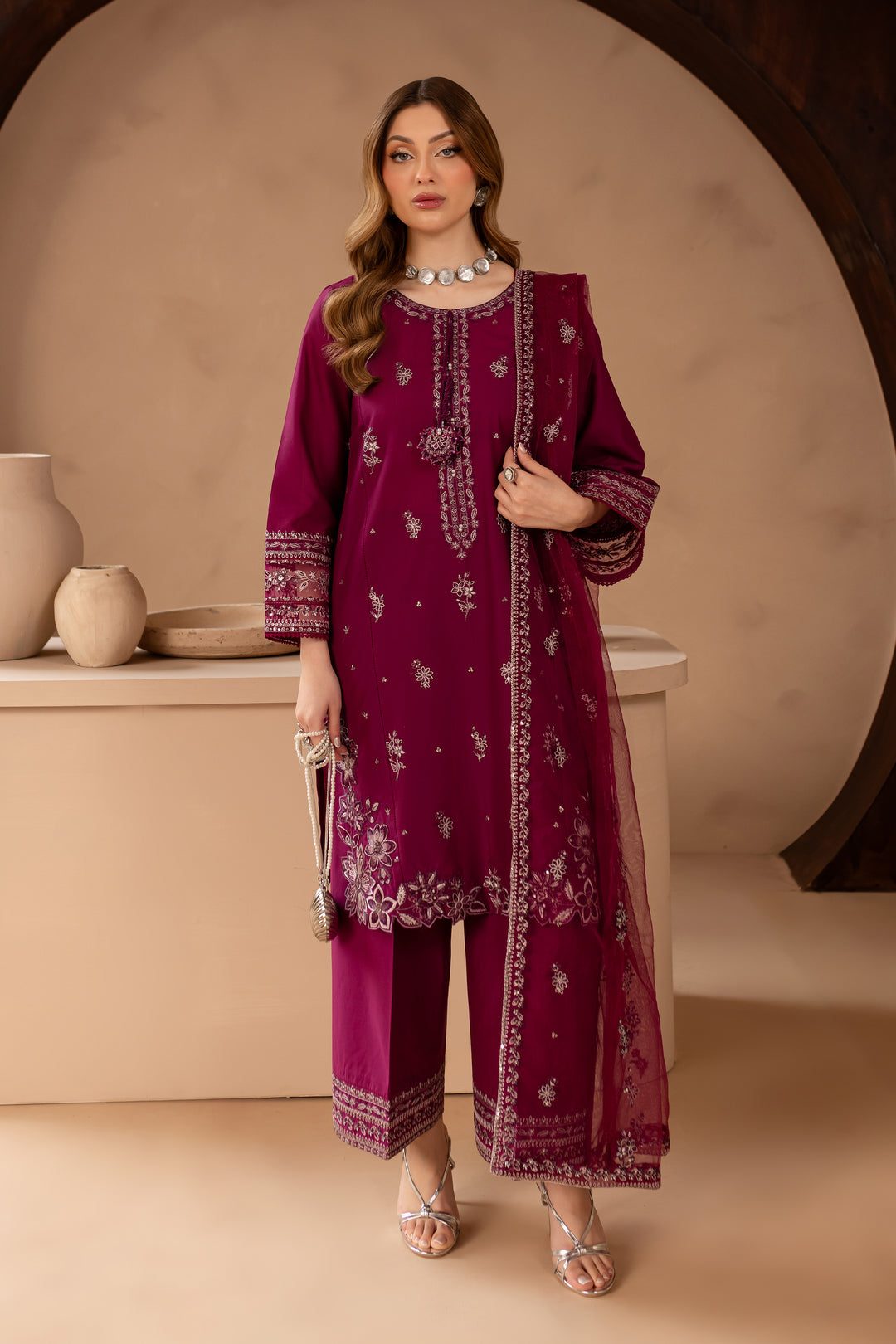 Wester 3Pc - Embroidered Lawn Dress