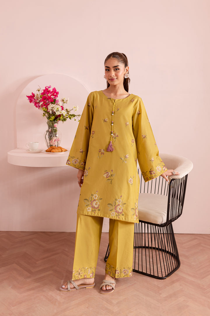 Lime Stitch 2Pc - Embroidered Lawn Dress