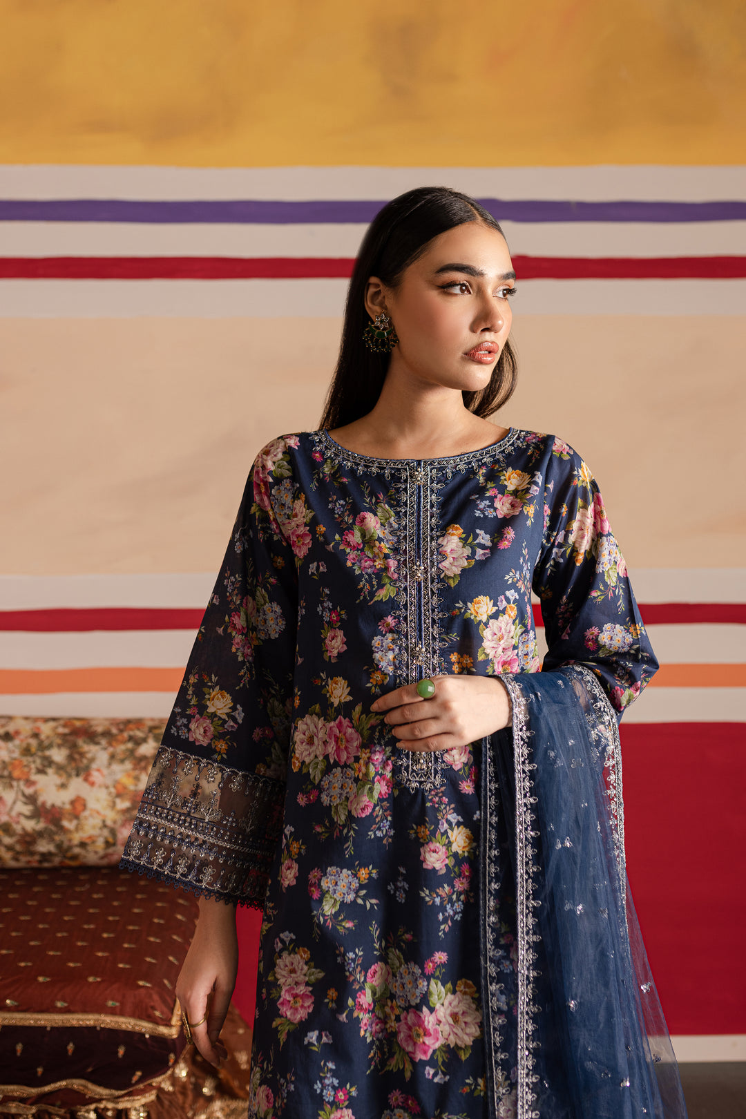 Blue Bano 3Pc - Printed Lawn Dress