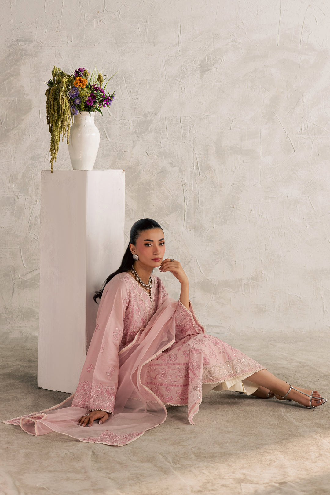 Coral Mist 3Pc - Festive Embroidered Lawn