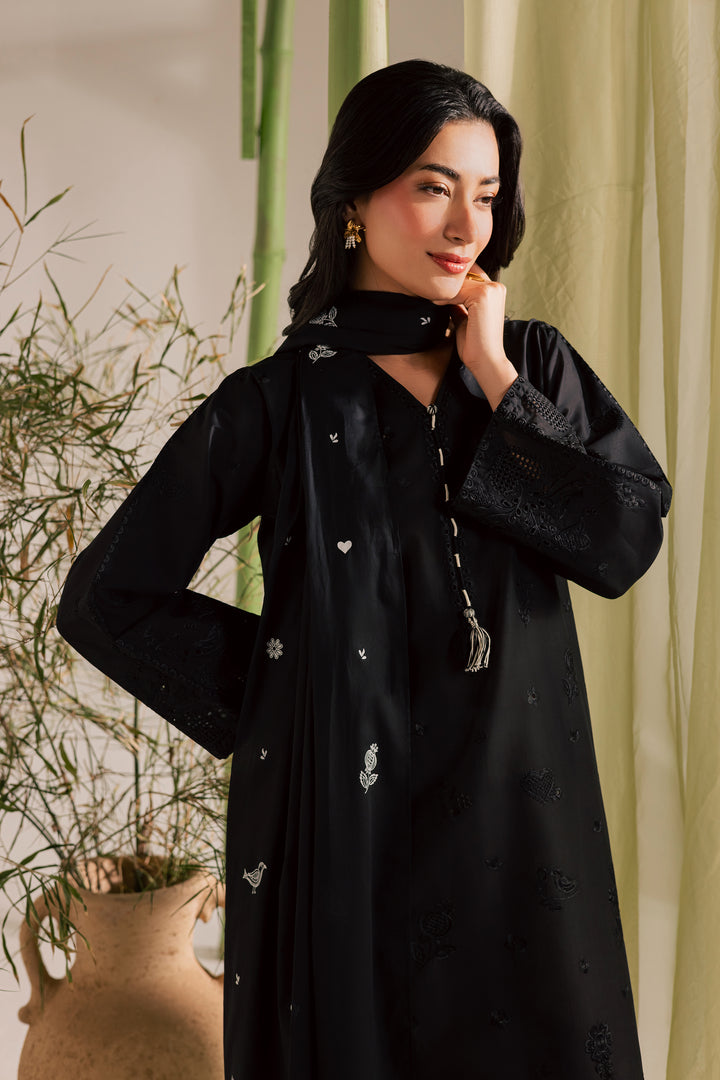 Black Bird 3Pc - Embroidered Lawn Dress