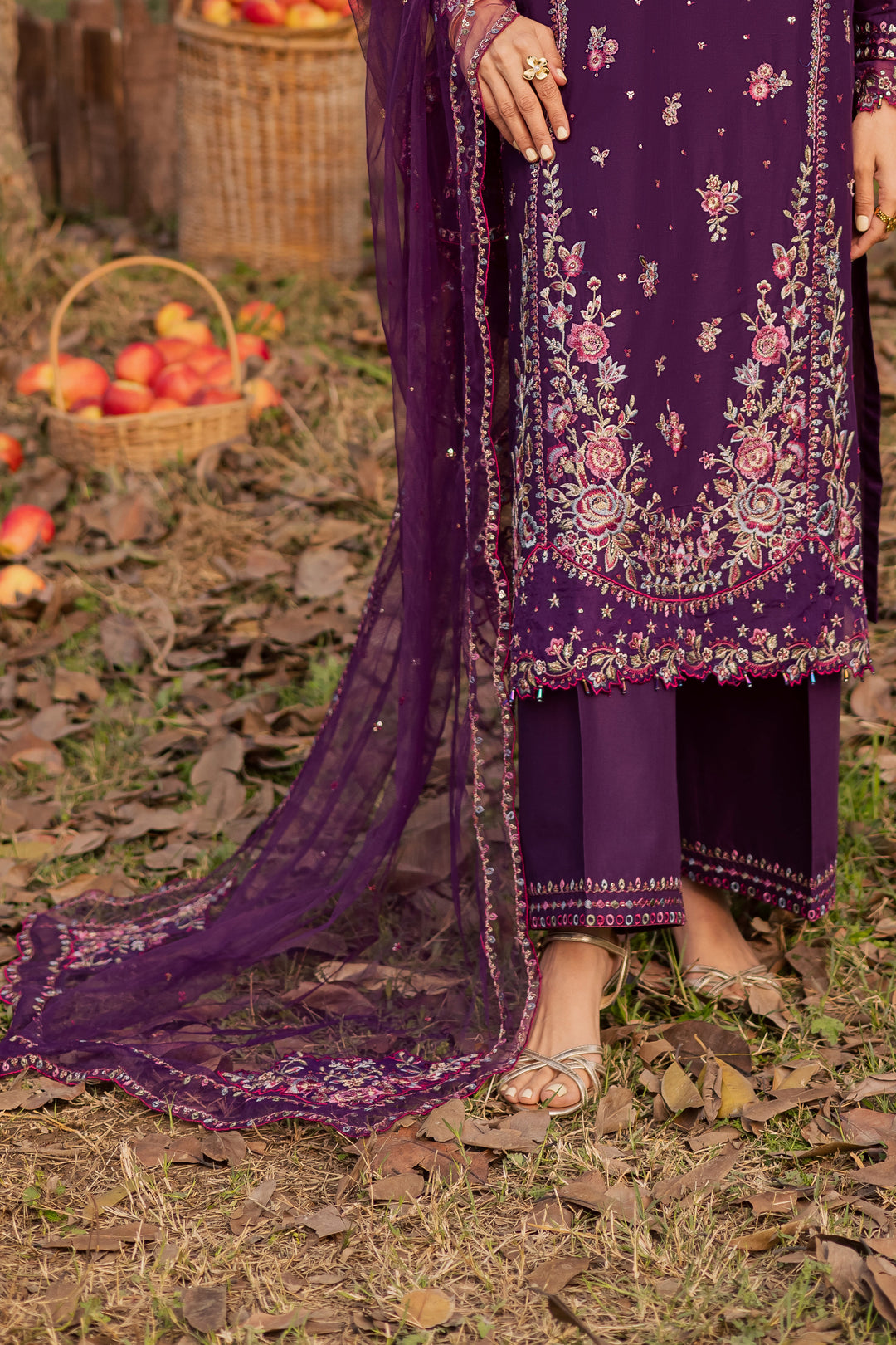 Purple Garden 3Pc - Festive Embroidered Lawn