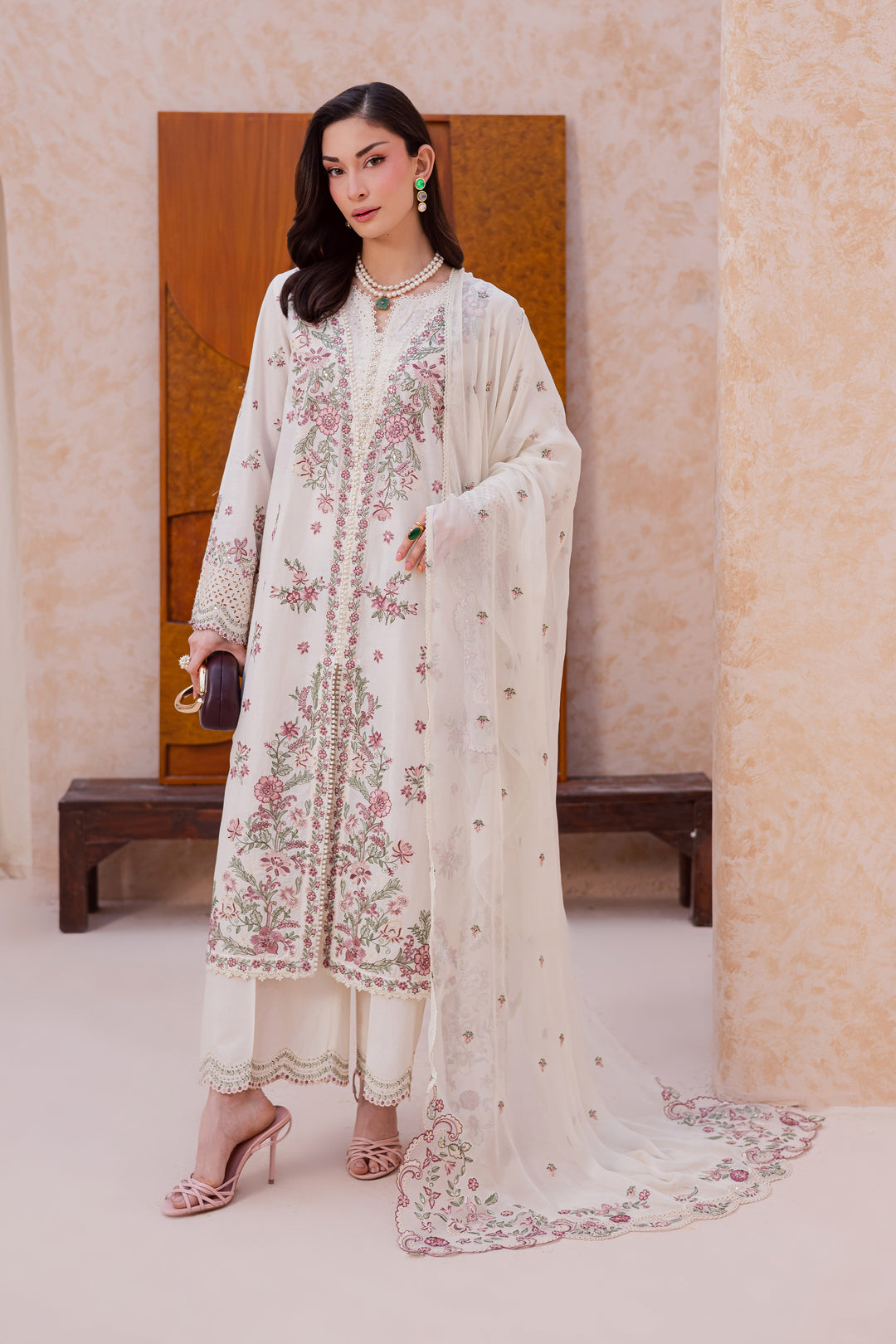 Pearl Dust 3Pc - Festive Embroidered Lawn