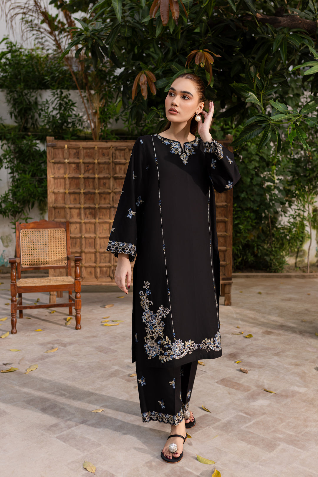 Nashwa 2Pc - Embroidered Khaddar Dress