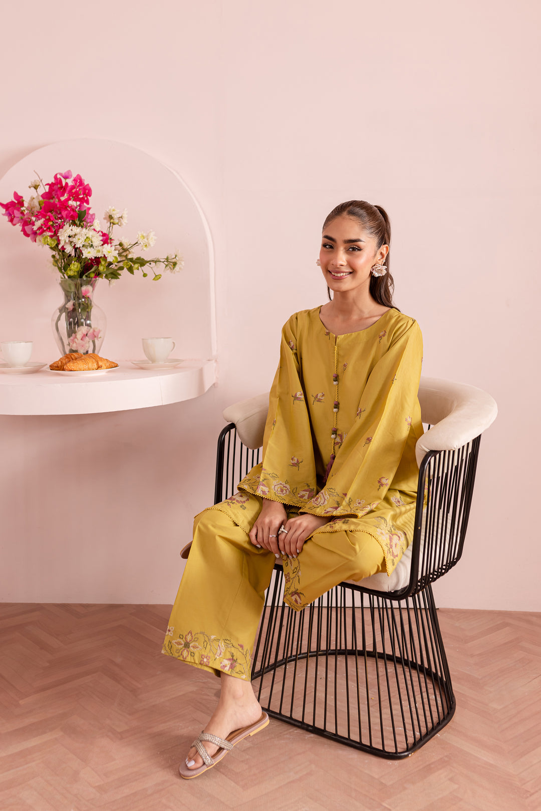 Lime Stitch 2Pc - Embroidered Lawn Dress