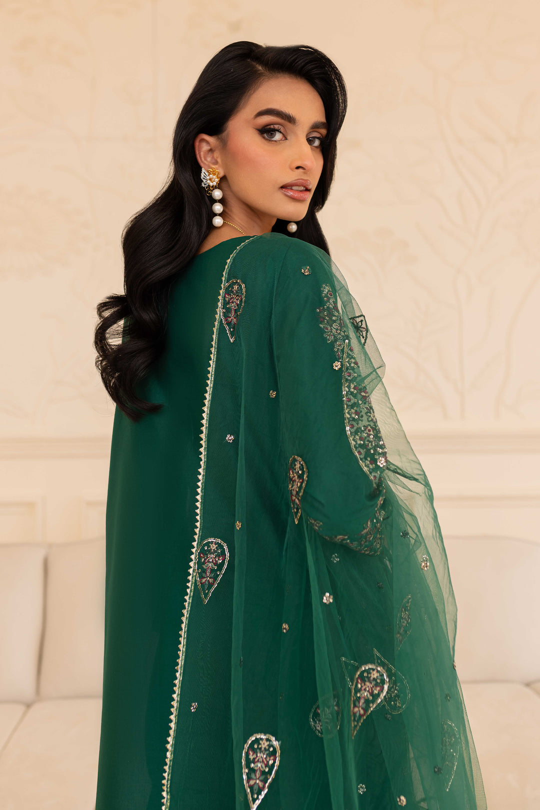 Ashaa 3Pc - Embroidered Sharara Pret