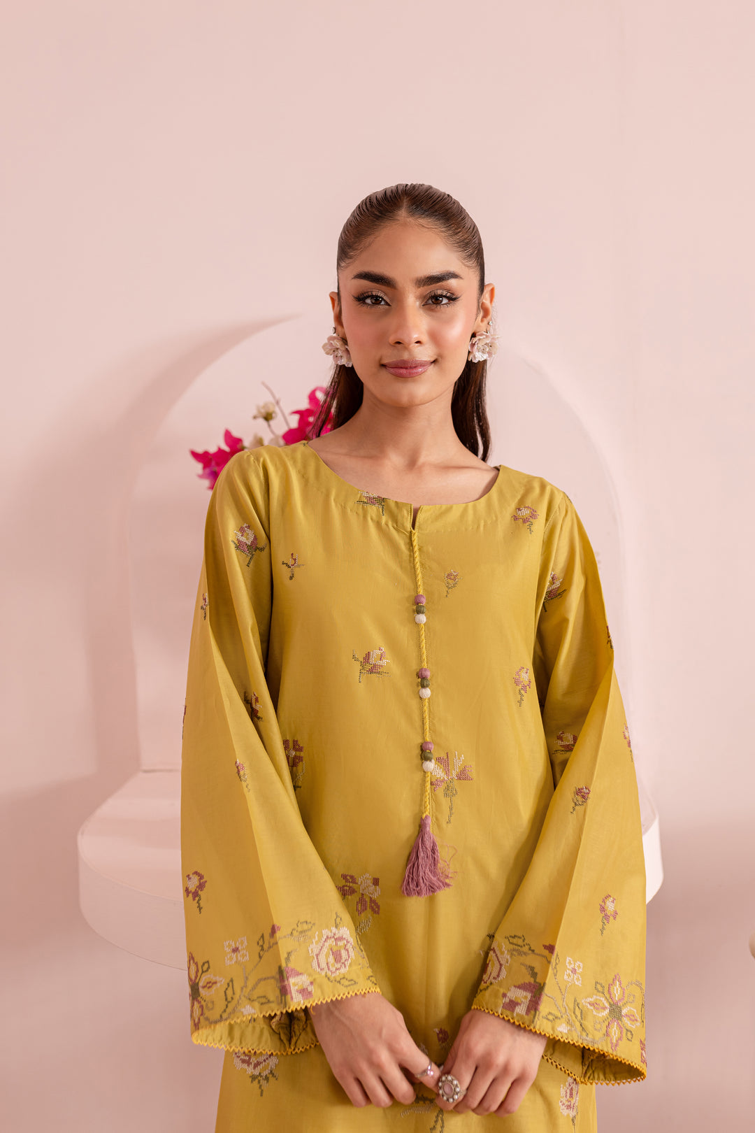 Lime Stitch 2Pc - Embroidered Lawn Dress