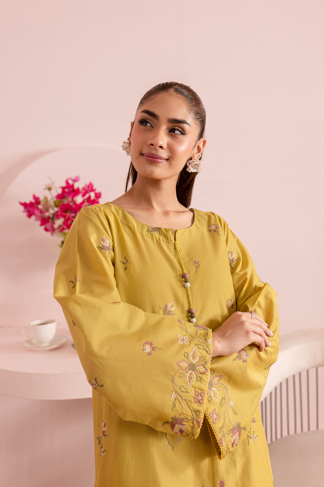 Lime Stitch 2Pc - Embroidered Lawn Dress