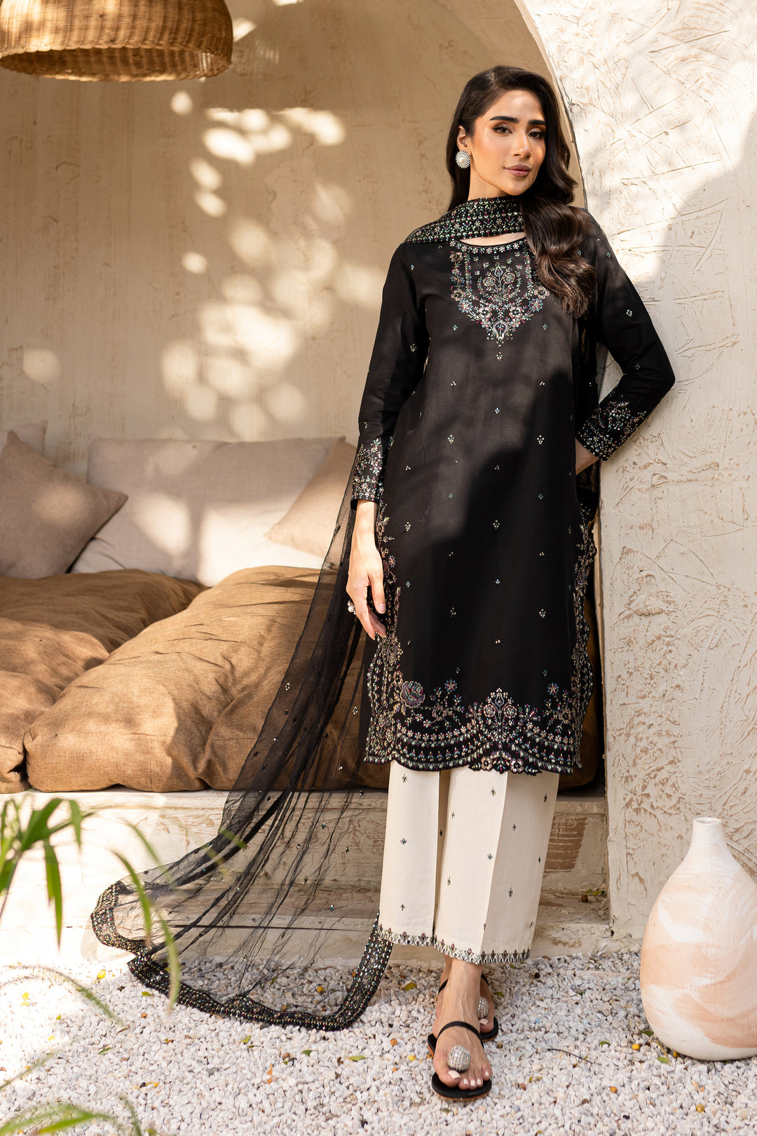 Azha 3Pc - Embroidered Khaddar Dress