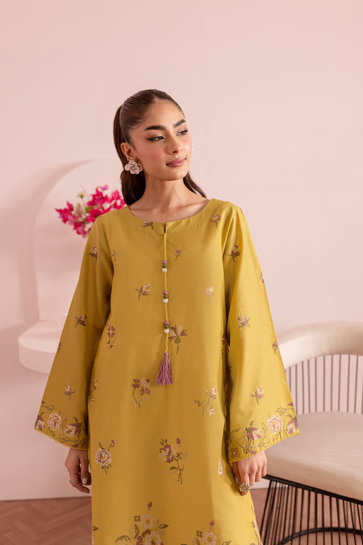 Lime Stitch 2Pc - Embroidered Lawn Dress