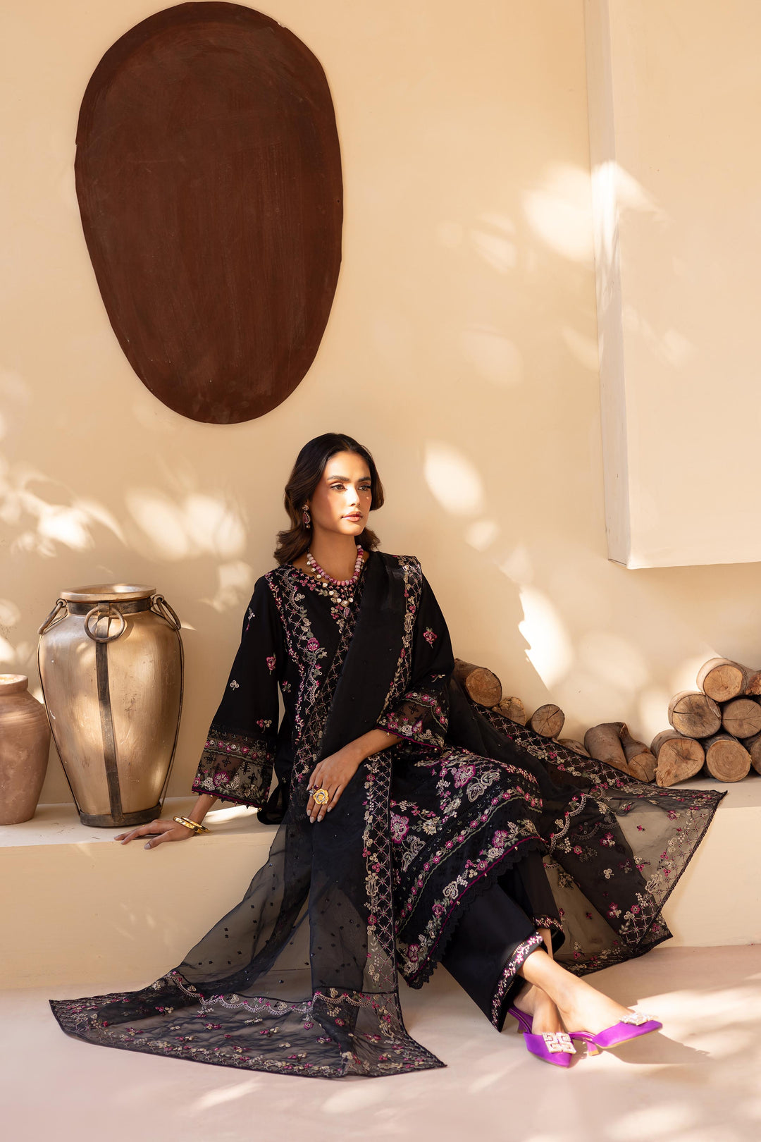 Black Onyx 3Pc - Embroidered Luxe PIMA