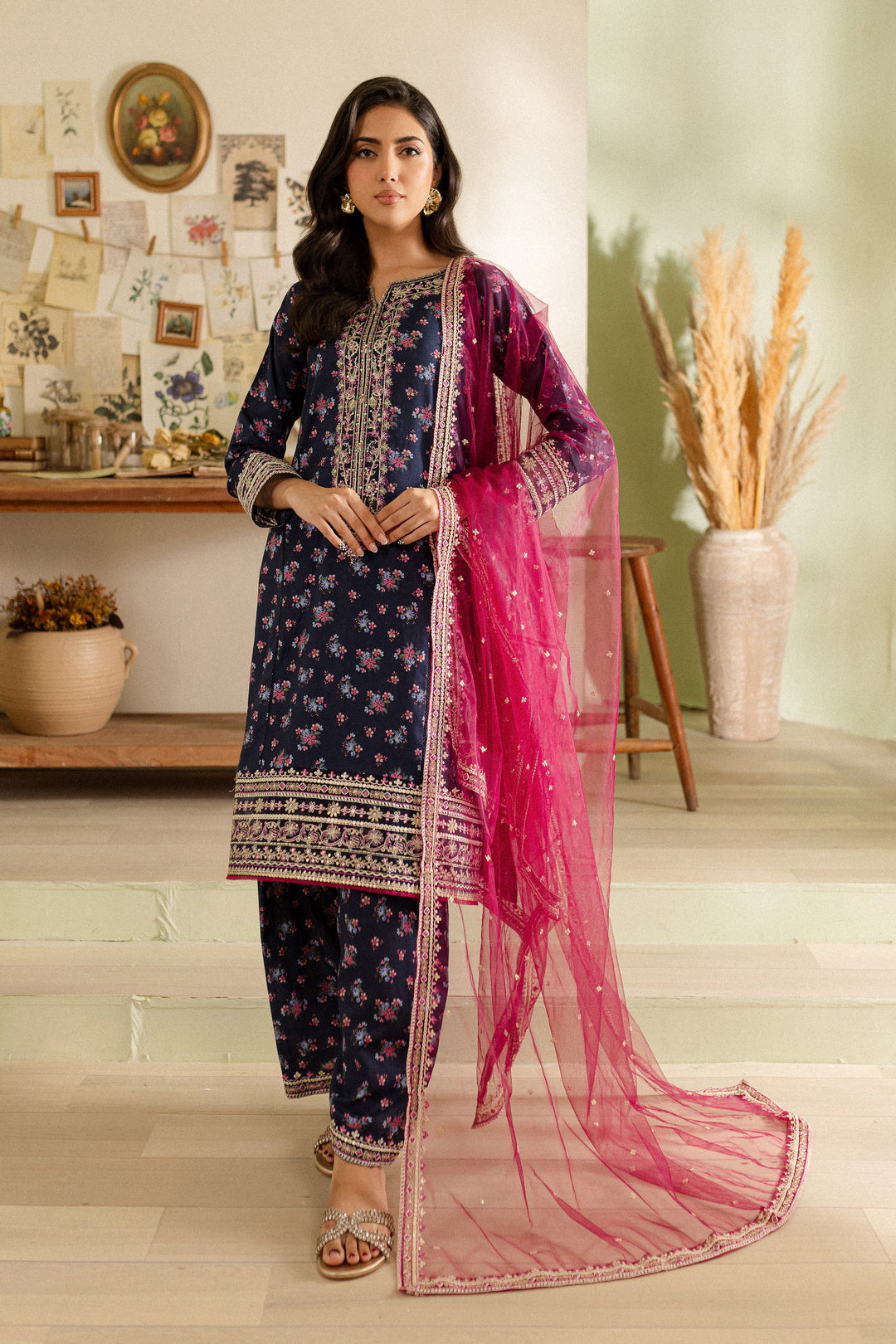 Joy 3pc - Printed Khaddar Dress