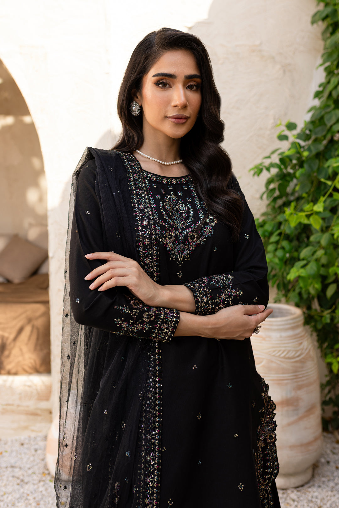 Azha 3Pc - Embroidered Khaddar Dress