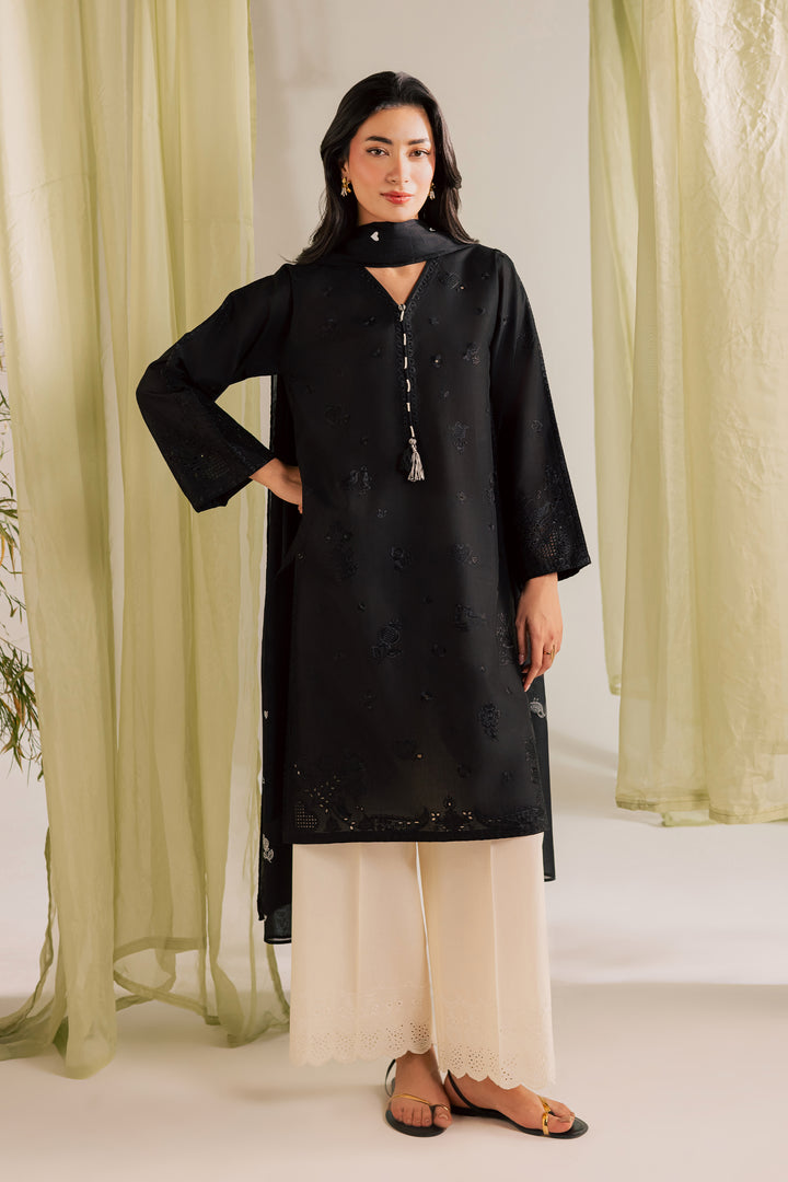 Black Bird 3Pc - Embroidered Lawn Dress
