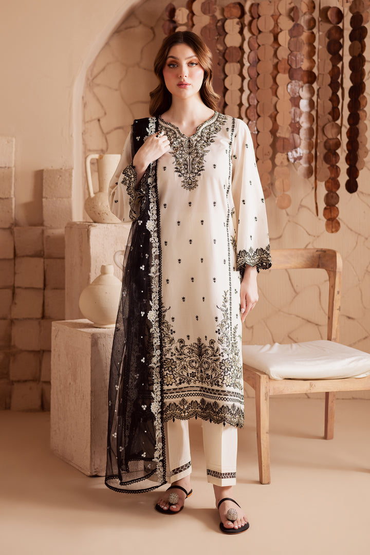 Full Moon 3Pc - Embroidered Lawn Dress