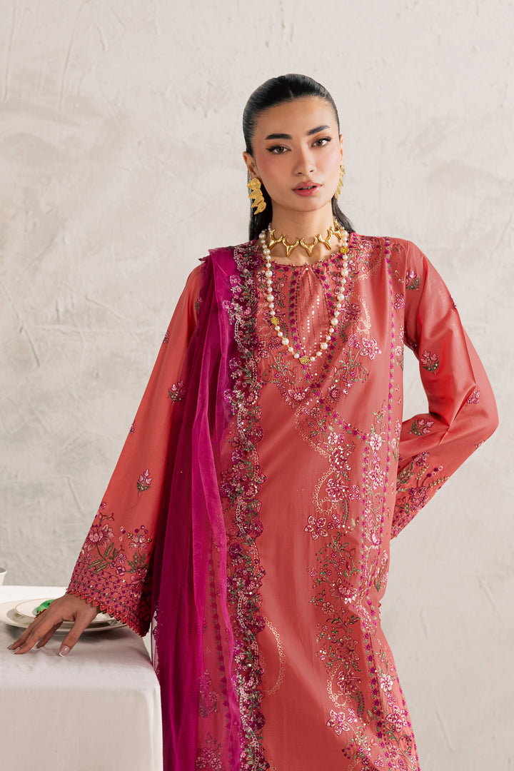 Rust Nazneen 3Pc - Festive Embroidered Lawn