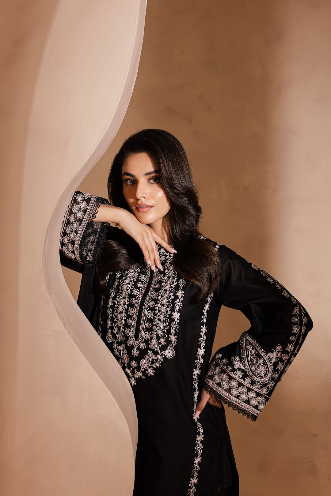 Black Pearl 3Pc - Embroidered Lawn Dress