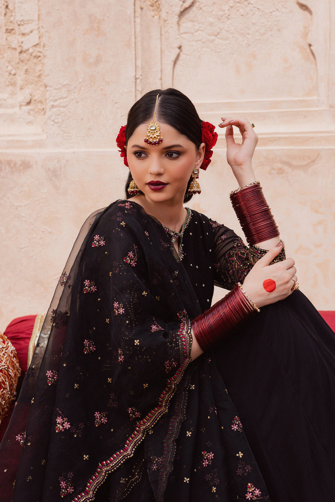  Adila 3Pc - Festive Luxe Pret BATIKSTUDIO2025  BATIK   S / Black / Crinkle & Raw Silk-M / Black / Crinkle & Raw Silk-L / Black / Crinkle & Raw Silk