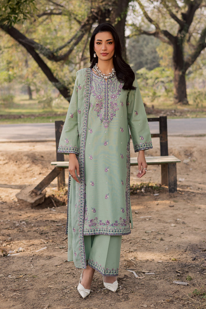 Asmira Lilac 3Pc - Embroidered Khaddar Dress