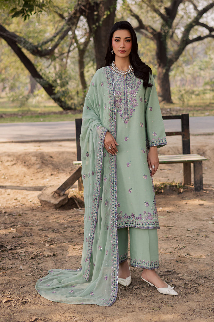 Asmira Lilac 3Pc - Embroidered Khaddar Dress