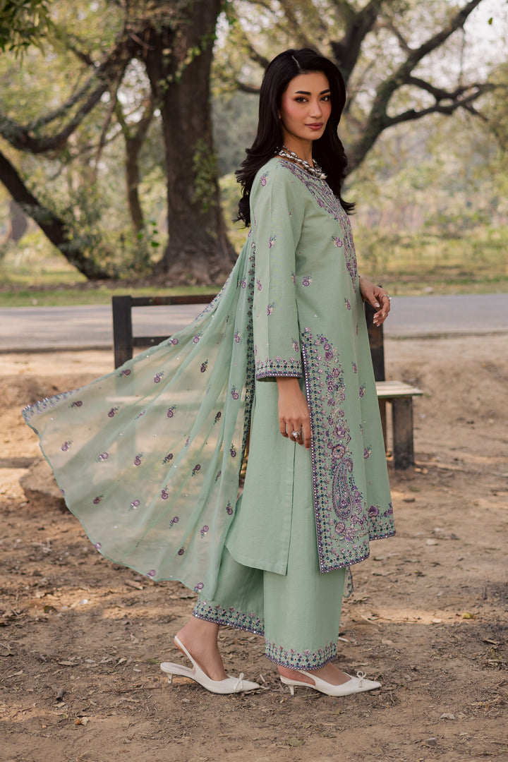 Asmira Lilac 3Pc - Embroidered Khaddar Dress