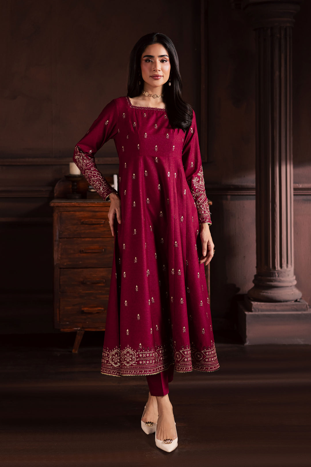 Baneen 2Pc - Embroidered Karandi Dress