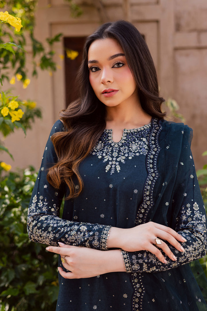  BlueBerry 3Pc - Embroidered Karandi Dress BATIK WINTER PRET 2025  BATIK   XS / Blueberry Blue / Karandi-S / Blueberry Blue / Karandi-M / Blueberry Blue / Karandi-L / Blueberry Blue / Karandi-XL / Blueberry Blue / Karandi