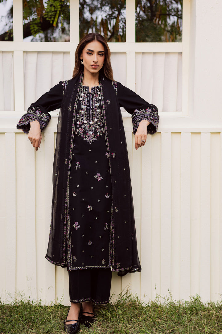 Black Cascade 3Pc - Embroidered Khaddar Dress BATIK WINTER PRET 2025  BATIK   XS / Black / Khaddar-S / Black / Khaddar-M / Black / Khaddar-L / Black / Khaddar-XL / Black / Khaddar