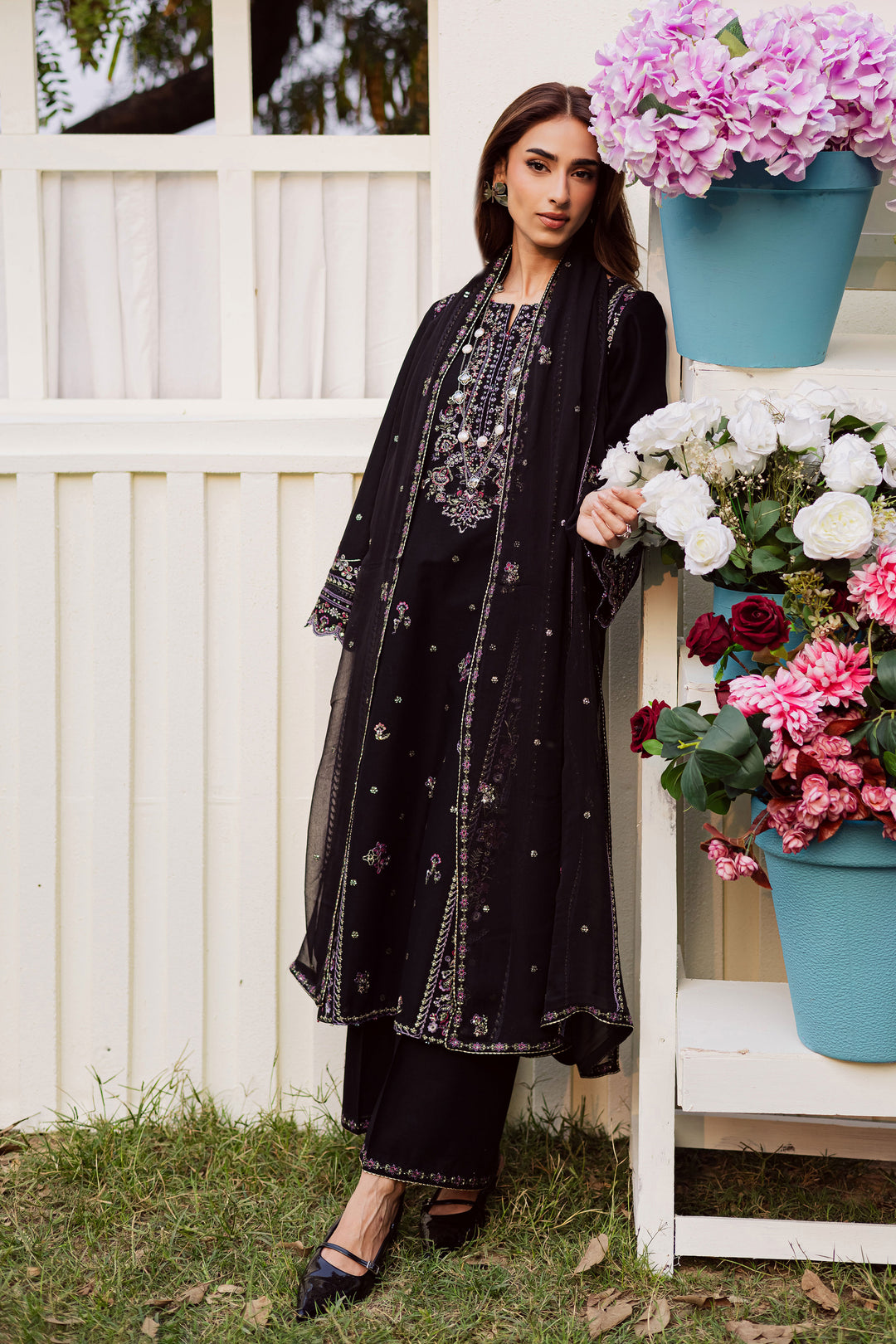 Black Cascade 3Pc - Embroidered Khaddar Dress BATIK WINTER PRET 2025  BATIK   XS / Black / Khaddar-S / Black / Khaddar-M / Black / Khaddar-L / Black / Khaddar-XL / Black / Khaddar