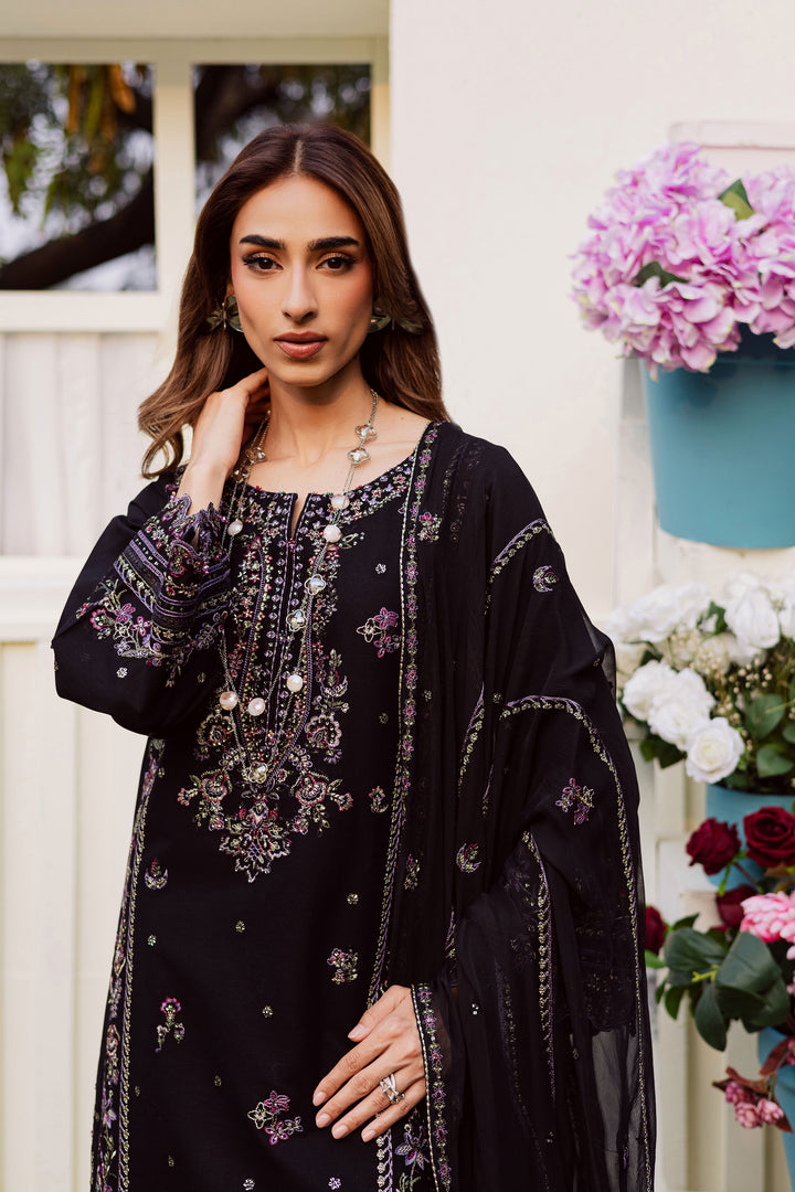 Black Cascade 3Pc - Embroidered Khaddar Dress BATIK WINTER PRET 2025  BATIK   XS / Black / Khaddar-S / Black / Khaddar-M / Black / Khaddar-L / Black / Khaddar-XL / Black / Khaddar