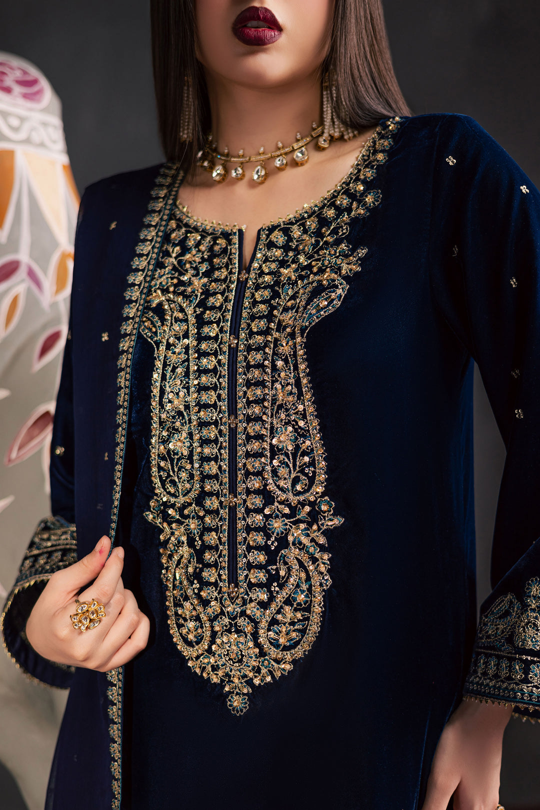  BlueVera 3Pc - Velvet Luxe Pret BATIKLuxePRET2025  BATIK   XS / Blue / Velvet-S / Blue / Velvet-M / Blue / Velvet-L / Blue / Velvet-XL / Blue / Velvet