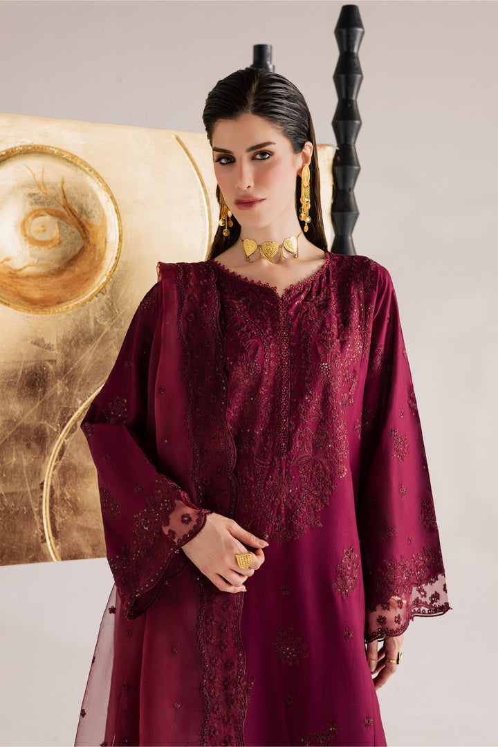 Burgundy Kyra 3Pc - Festive Eid Pret
