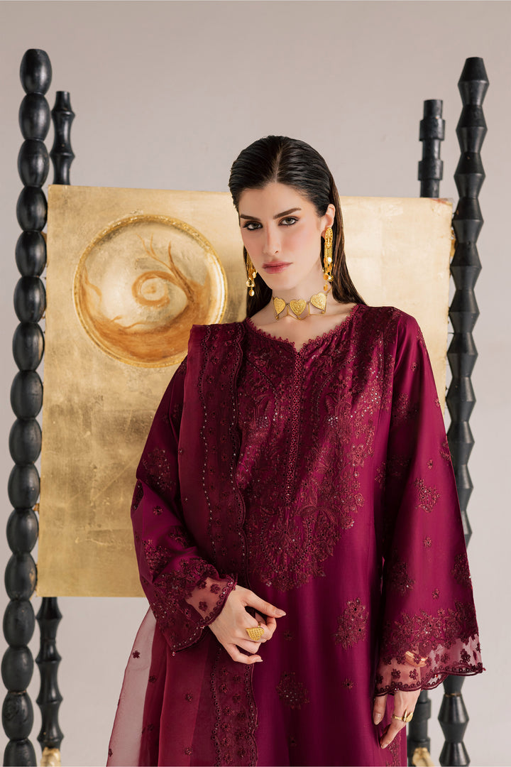Burgundy Kyra 3Pc - Festive Eid Pret