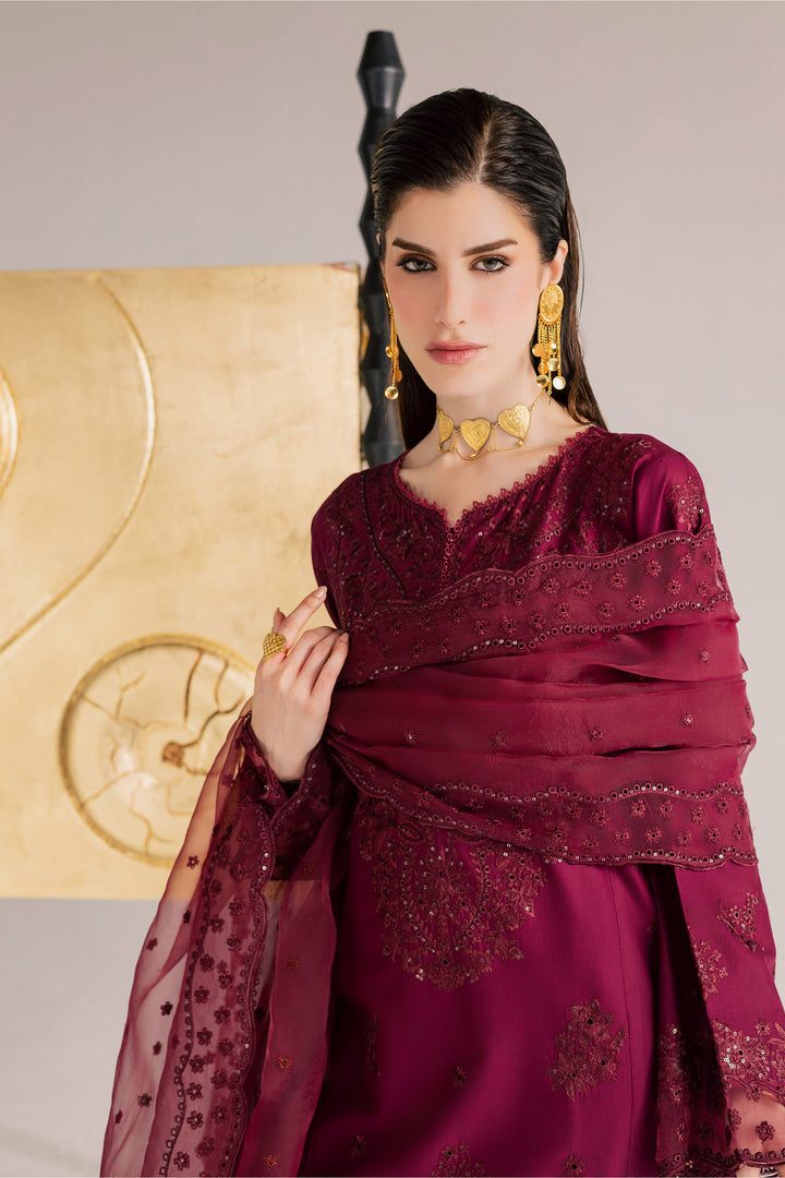 Burgundy Kyra 3Pc - Festive Eid Pret