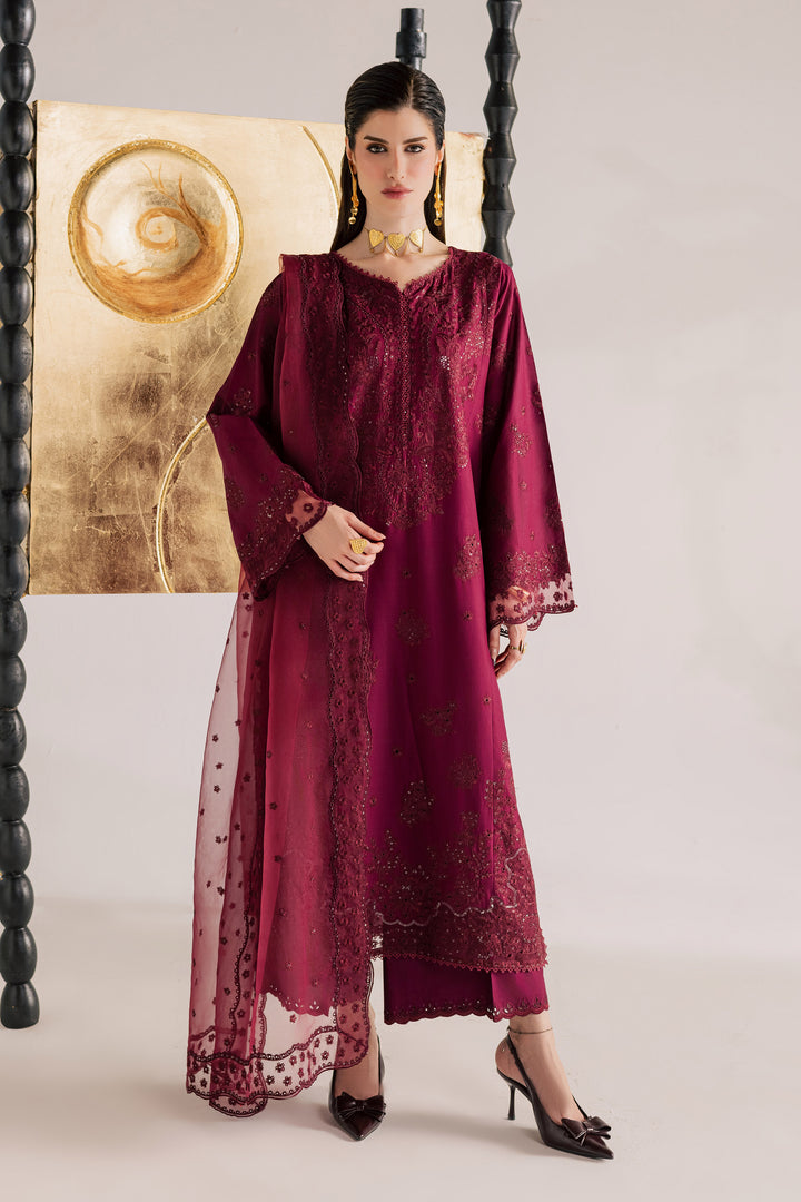 Burgundy Kyra 3Pc - Festive Eid Pret