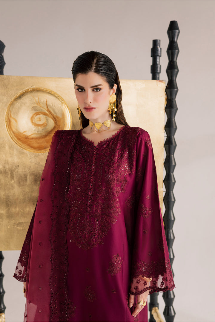 Burgundy Kyra 3Pc - Festive Eid Pret