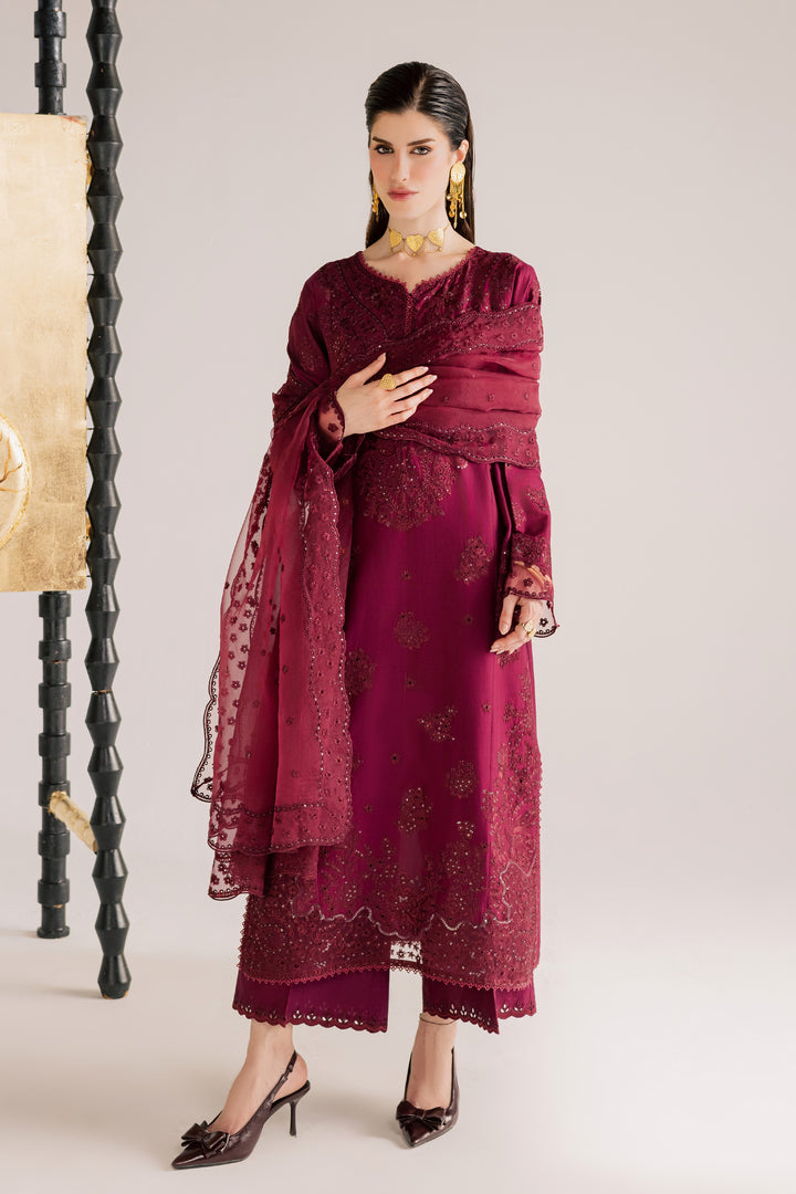 Burgundy Kyra 3Pc - Festive Eid Pret