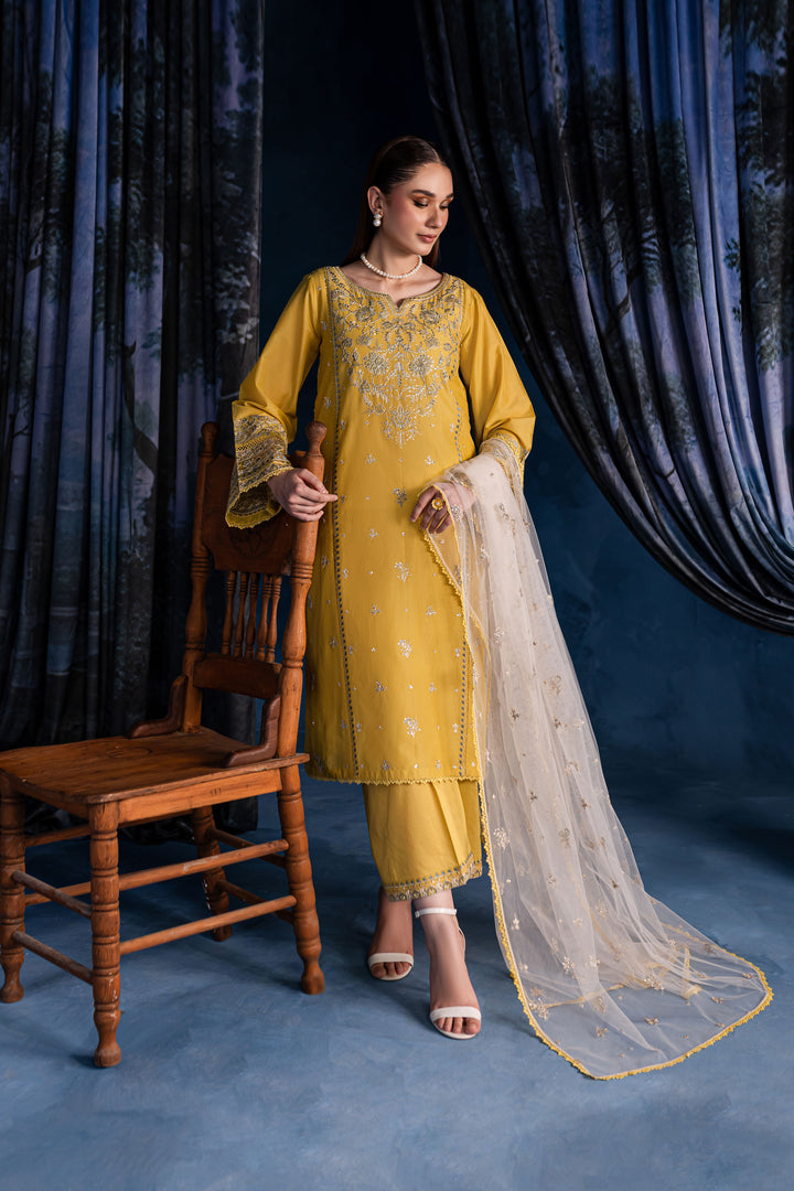 Claro 3Pc - Embroidered Lawn Dress