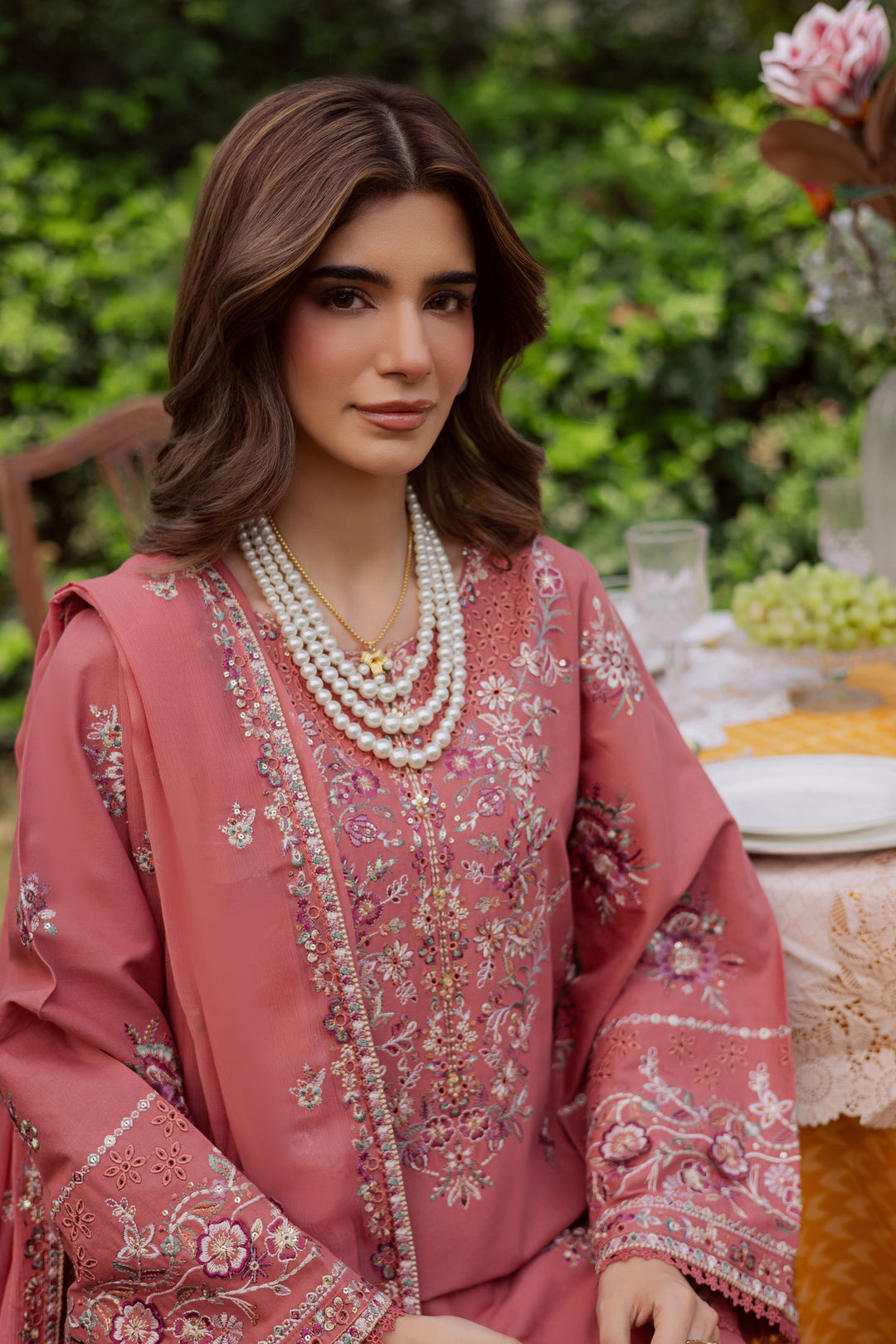 Coral Feather 3Pc - Embroidered Khaddar Dress