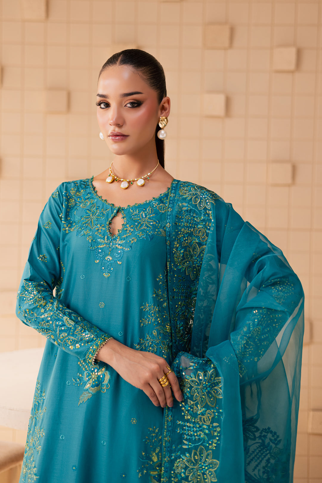 Dalilah 3Pc - Embroidered Lawn Dress