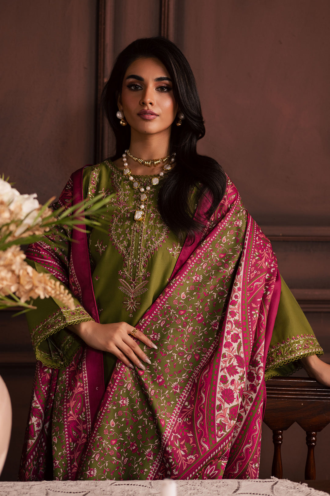 Darla 3Pc - Embroidered Khaddar Dress