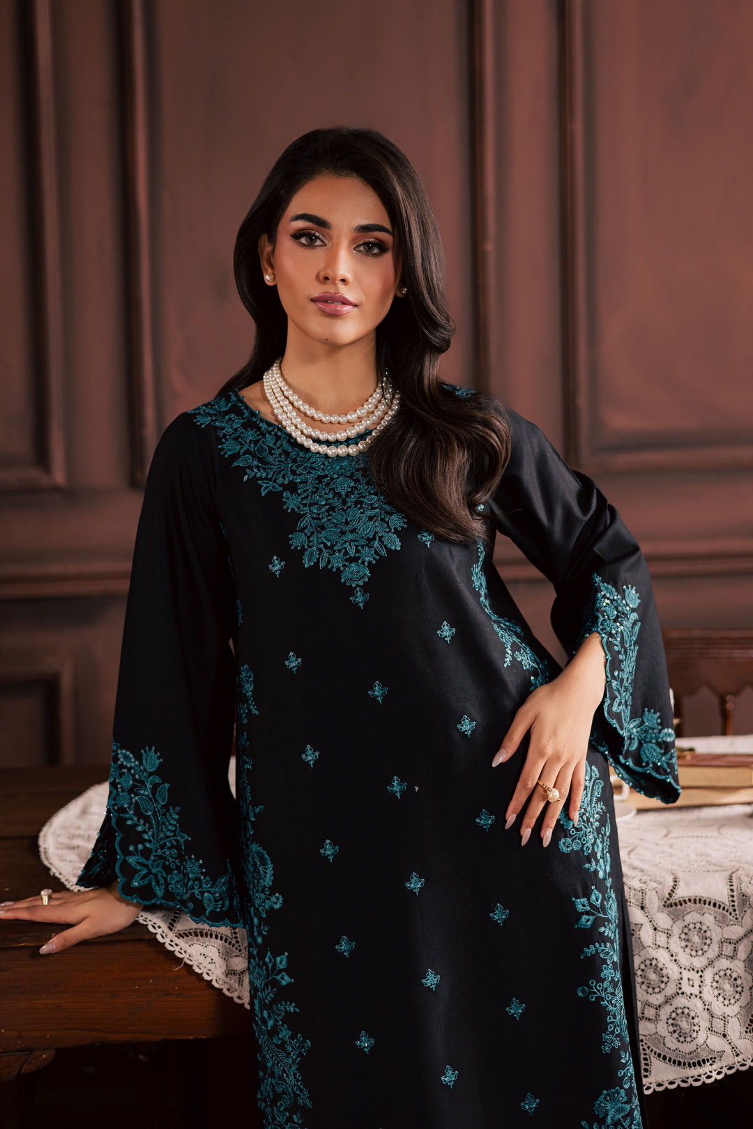 Dreamboat 2Pc - Embroidered Karandi Dress