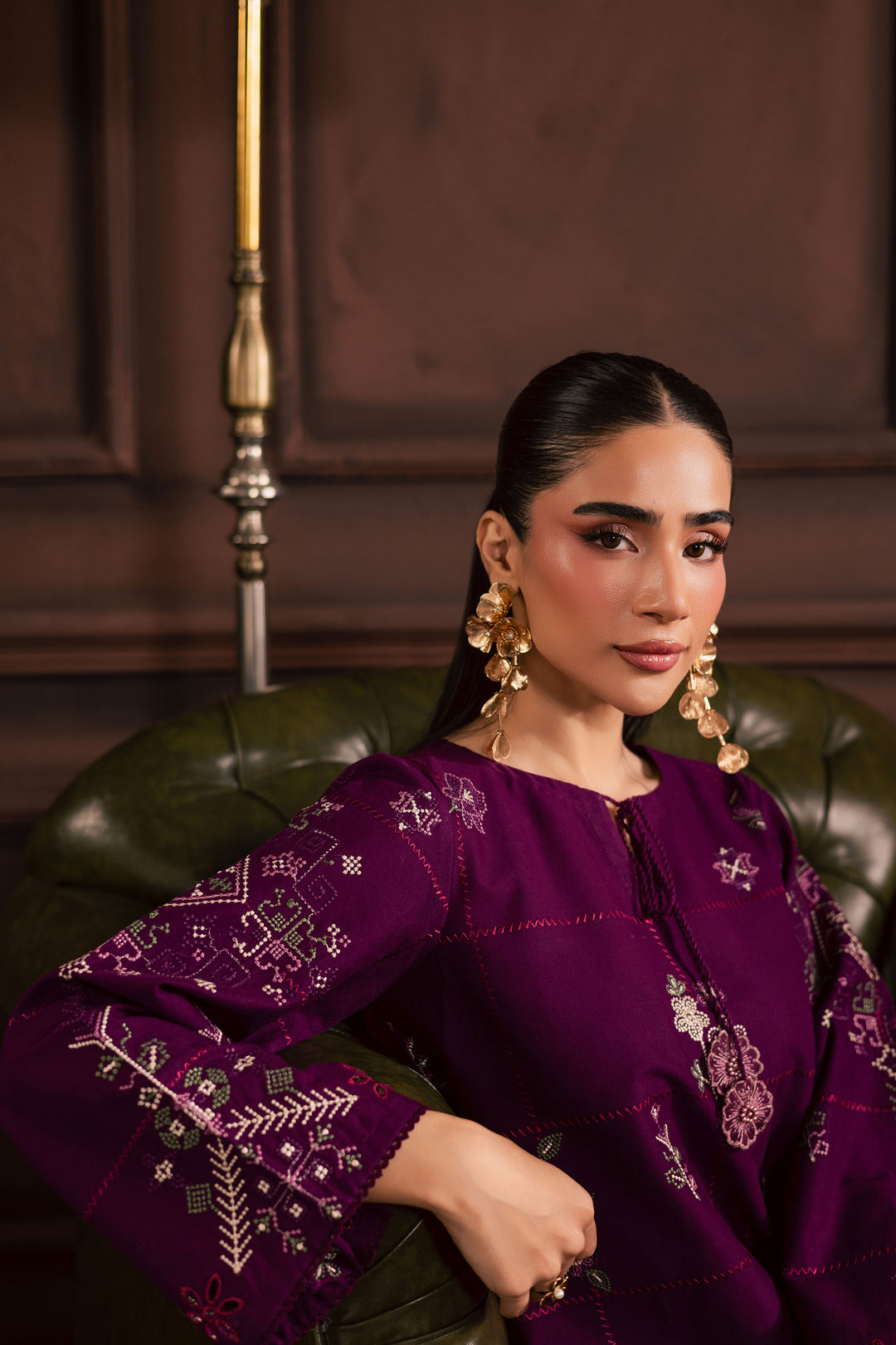 Purple Enid 2Pc - Embroidered Khaddar Dress BATIK - AE Purple Enid 2Pc - Embroidered Khaddar Dress BATIK - AE