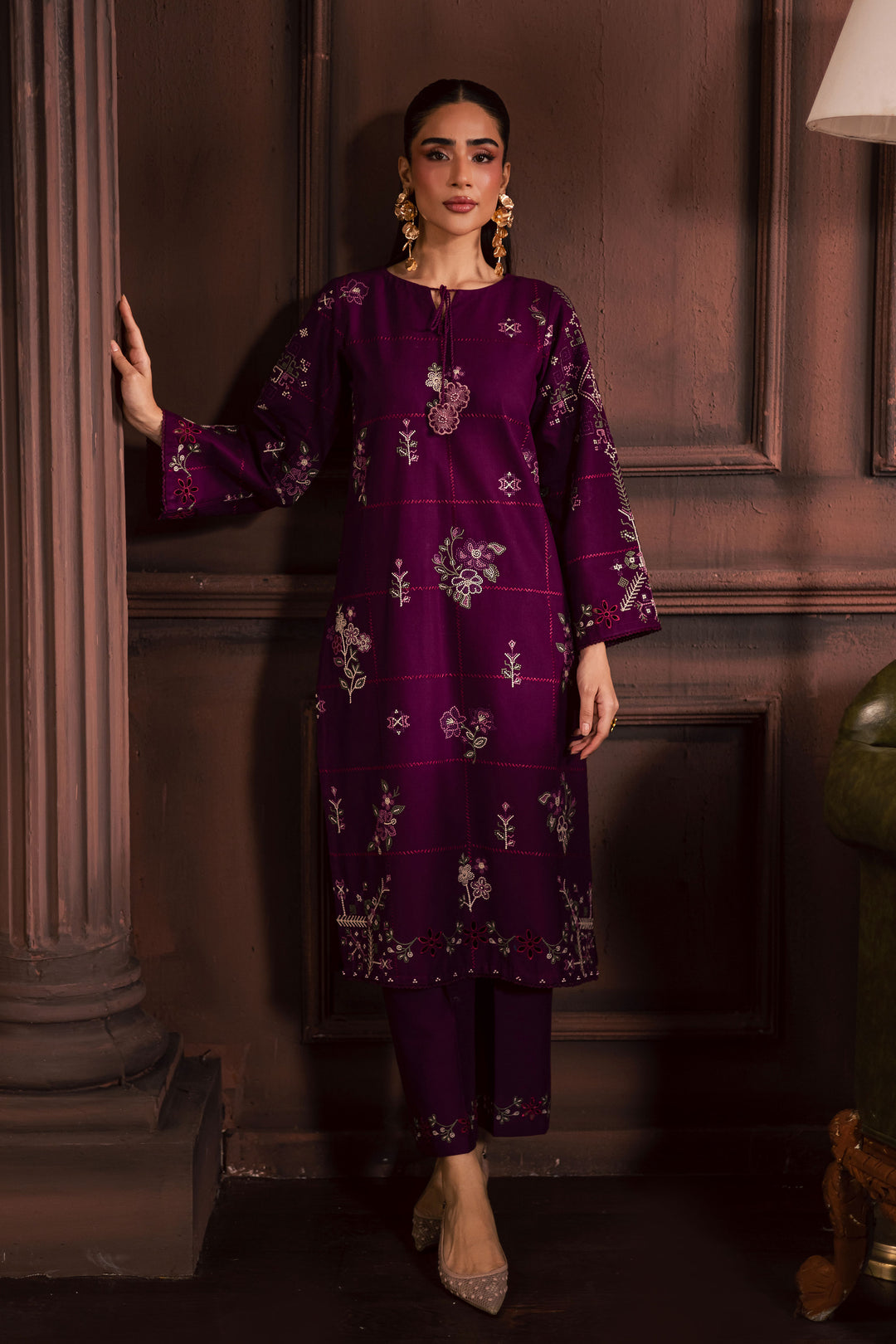Purple Enid 2Pc - Embroidered Khaddar Dress BATIK WINTER PRET 2025  BATIK   XS / Deep Purple / Khaddar-S / Deep Purple / Khaddar-M / Deep Purple / Khaddar-L / Deep Purple / Khaddar-XL / Deep Purple / Khaddar