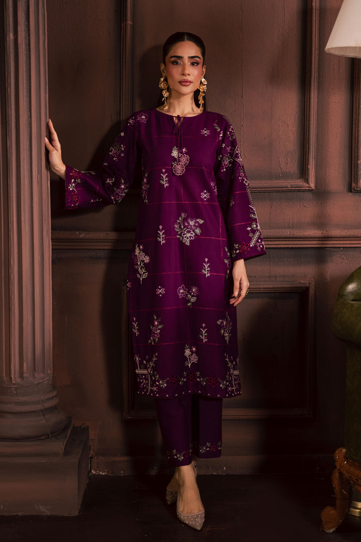 Purple Enid 2Pc - Embroidered Khaddar Dress BATIK WINTER PRET 2025  BATIK   XS / Deep Purple / Khaddar-S / Deep Purple / Khaddar-M / Deep Purple / Khaddar-L / Deep Purple / Khaddar-XL / Deep Purple / Khaddar