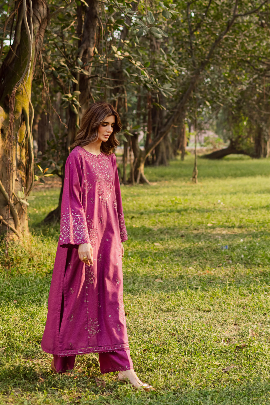 Eyter 2Pc - Embroidered Karandi Dress BATIK WINTER PRET 2025  BATIK   XS / Barbie Pink / Karandi-S / Barbie Pink / Karandi-M / Barbie Pink / Karandi-L / Barbie Pink / Karandi-XL / Barbie Pink / Karandi