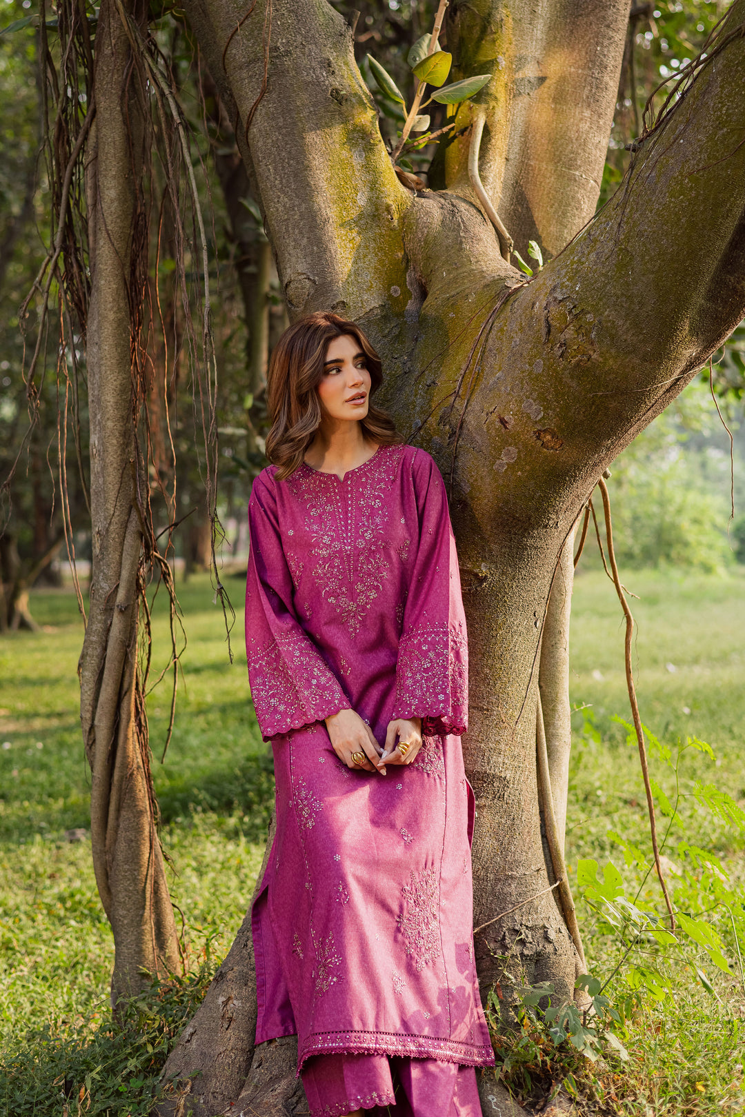 Eyter 2Pc - Embroidered Karandi Dress BATIK WINTER PRET 2025  BATIK   XS / Barbie Pink / Karandi-S / Barbie Pink / Karandi-M / Barbie Pink / Karandi-L / Barbie Pink / Karandi-XL / Barbie Pink / Karandi