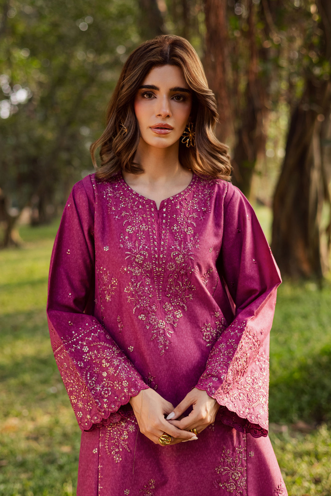 Eyter 2Pc - Embroidered Karandi Dress BATIK WINTER PRET 2025  BATIK   XS / Barbie Pink / Karandi-S / Barbie Pink / Karandi-M / Barbie Pink / Karandi-L / Barbie Pink / Karandi-XL / Barbie Pink / Karandi
